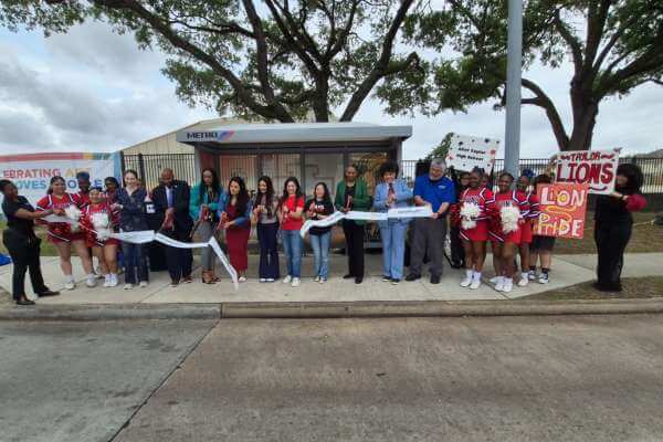 METRO and Alief ISD partner up to install bus shelters designed by students.